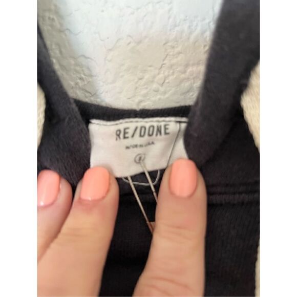 RE/DONE Graphic Print Crew Neck Hooded Cropped Sweatshirt NEW - Picture 4 of 5